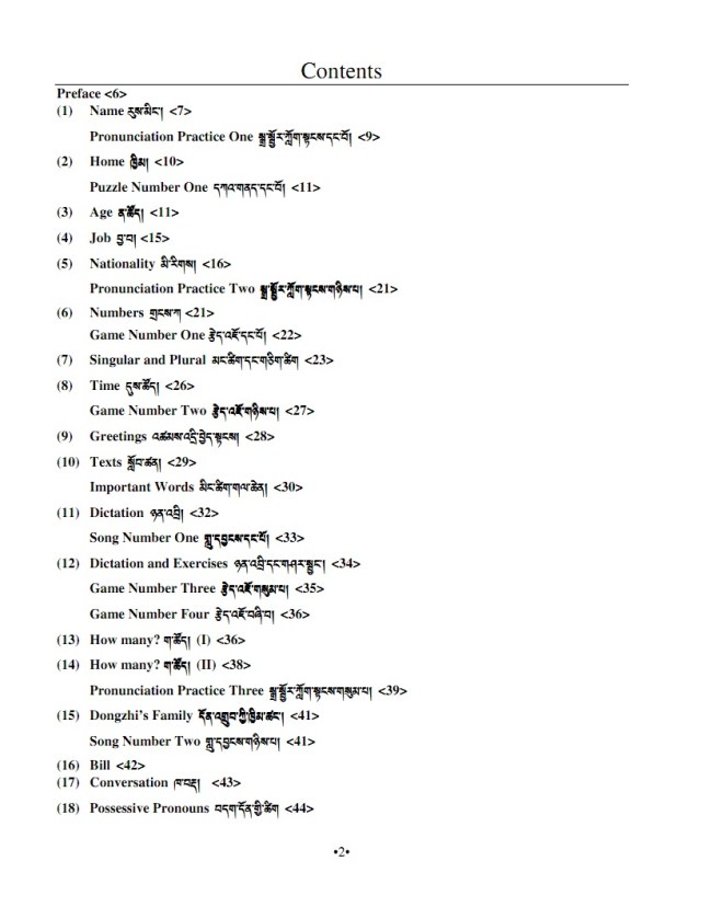 english for tibetans table of contents 1