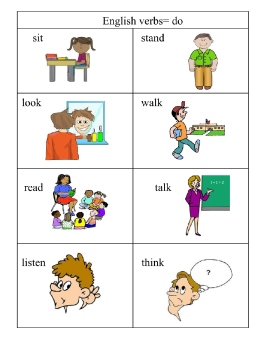 English  verbs pg 1 pictures and words