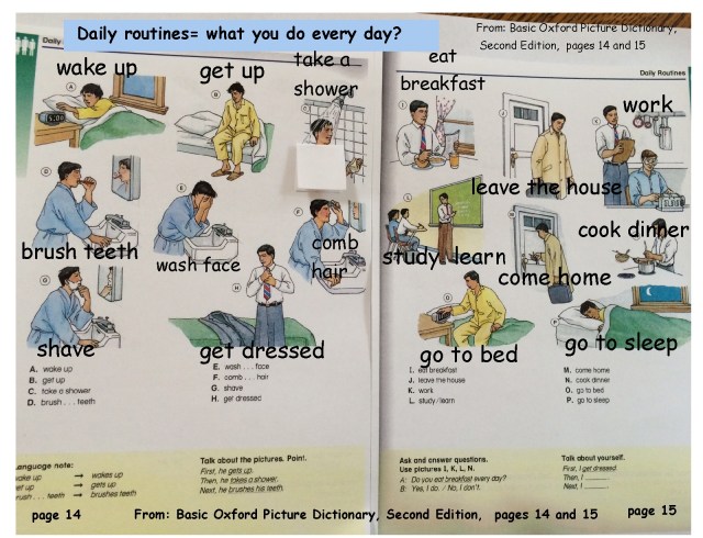English daily routines sequence page 2 labels