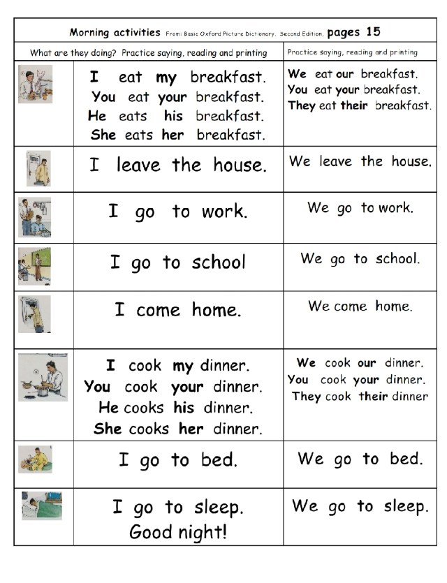 english page 15 with some possesive pronouns