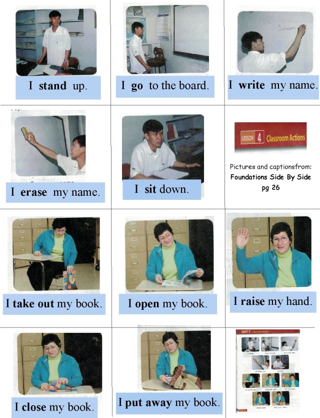 English classroom verbs I sentences