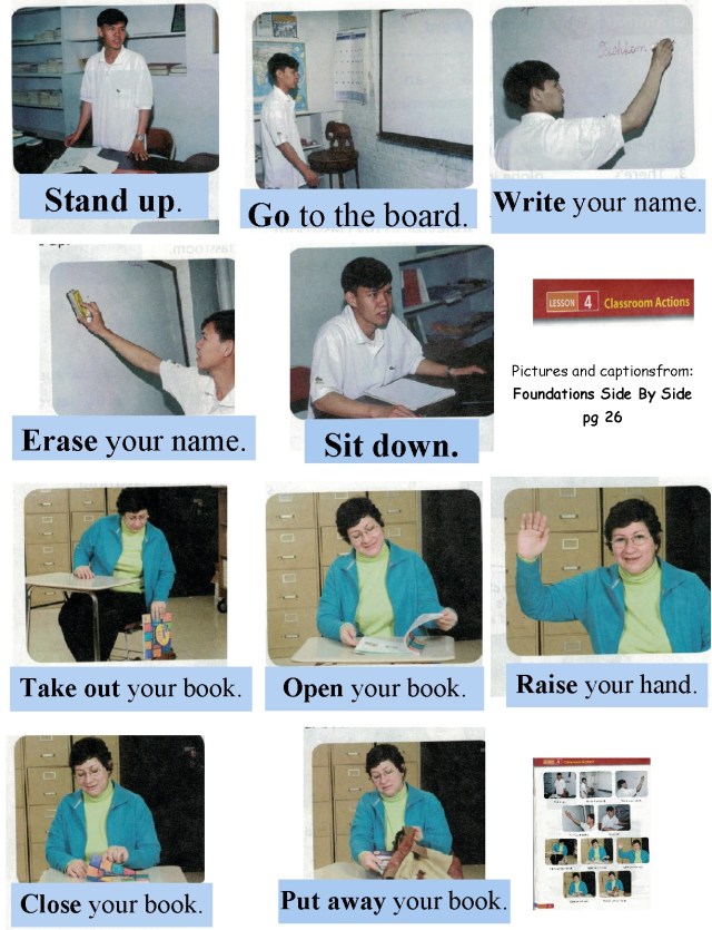 English classroom verbs simple phrase