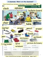 English classroom objects 2 larger fonts