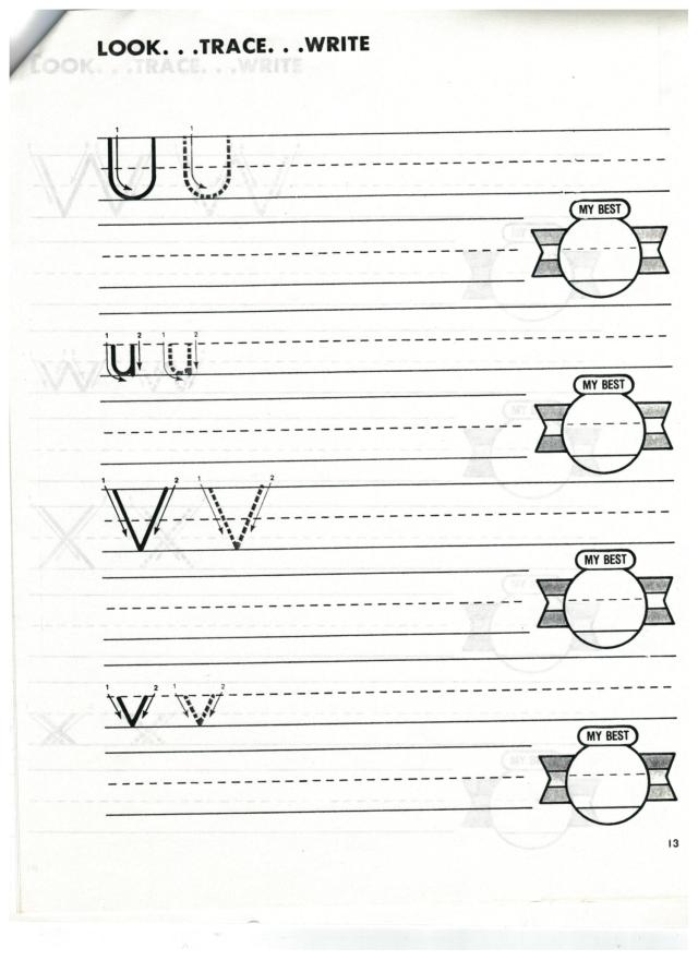english abc print u and v 001